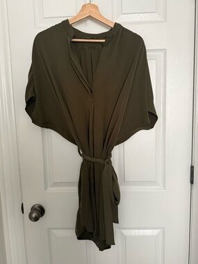 Aura Olive Green Tie-Waist Tunic
